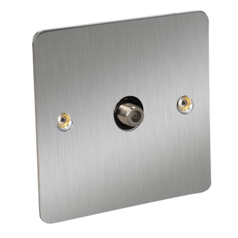 Flat Plate Satellite 1Gang Outlet - BS3041 & BS 41003 *Satin Chr - Click Image to Close